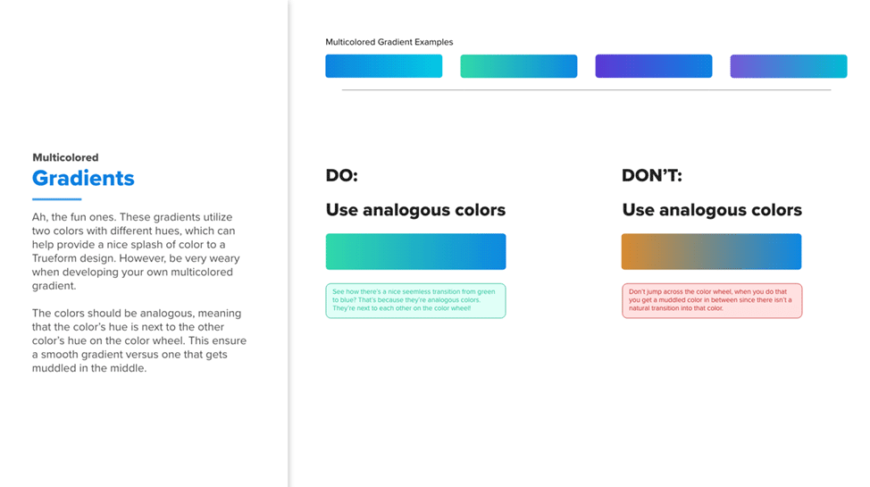 Multicolored Gradient Page, Trueform Brand Guidelines
