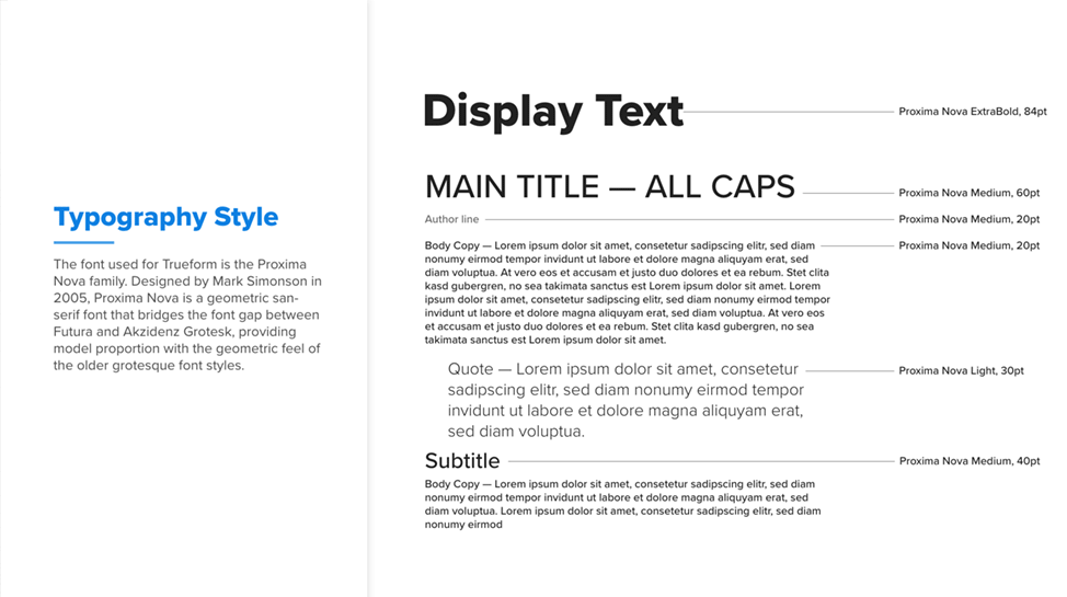 Typography Style, Trueform Brand Guidelines