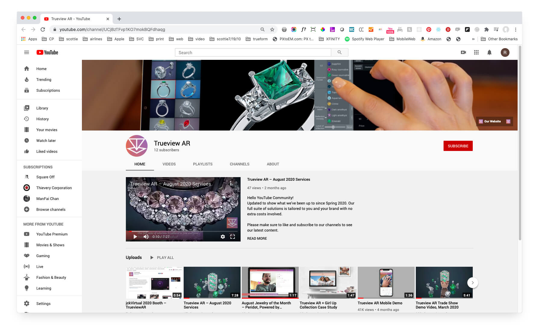 Trueview AR YouTube Channel