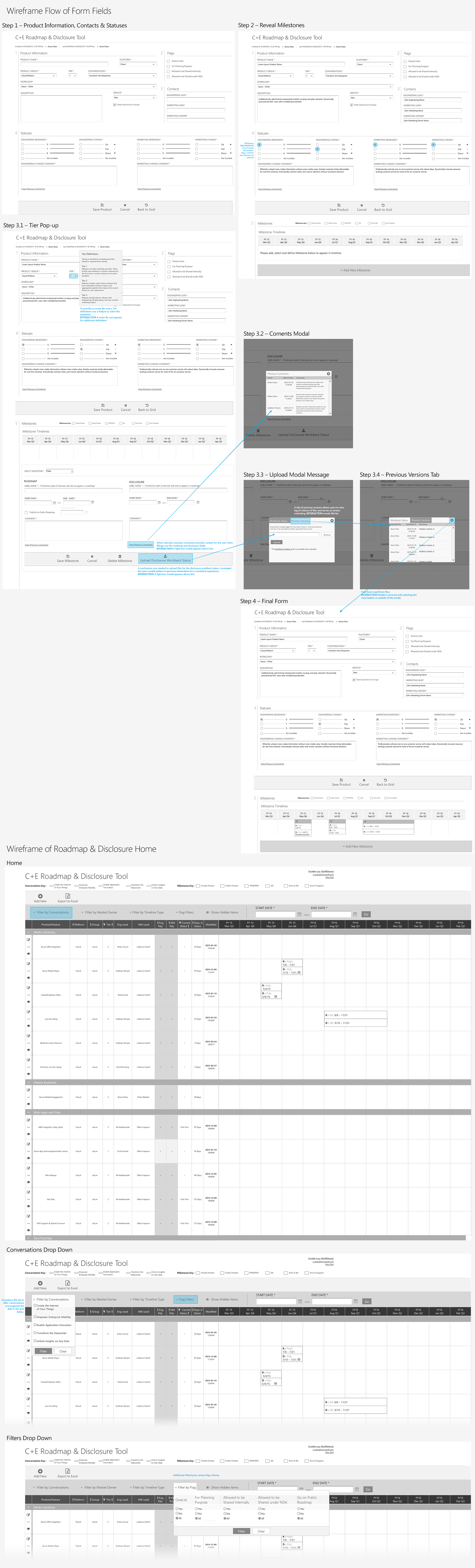 Microsoft C+E Table and Form Wireframe