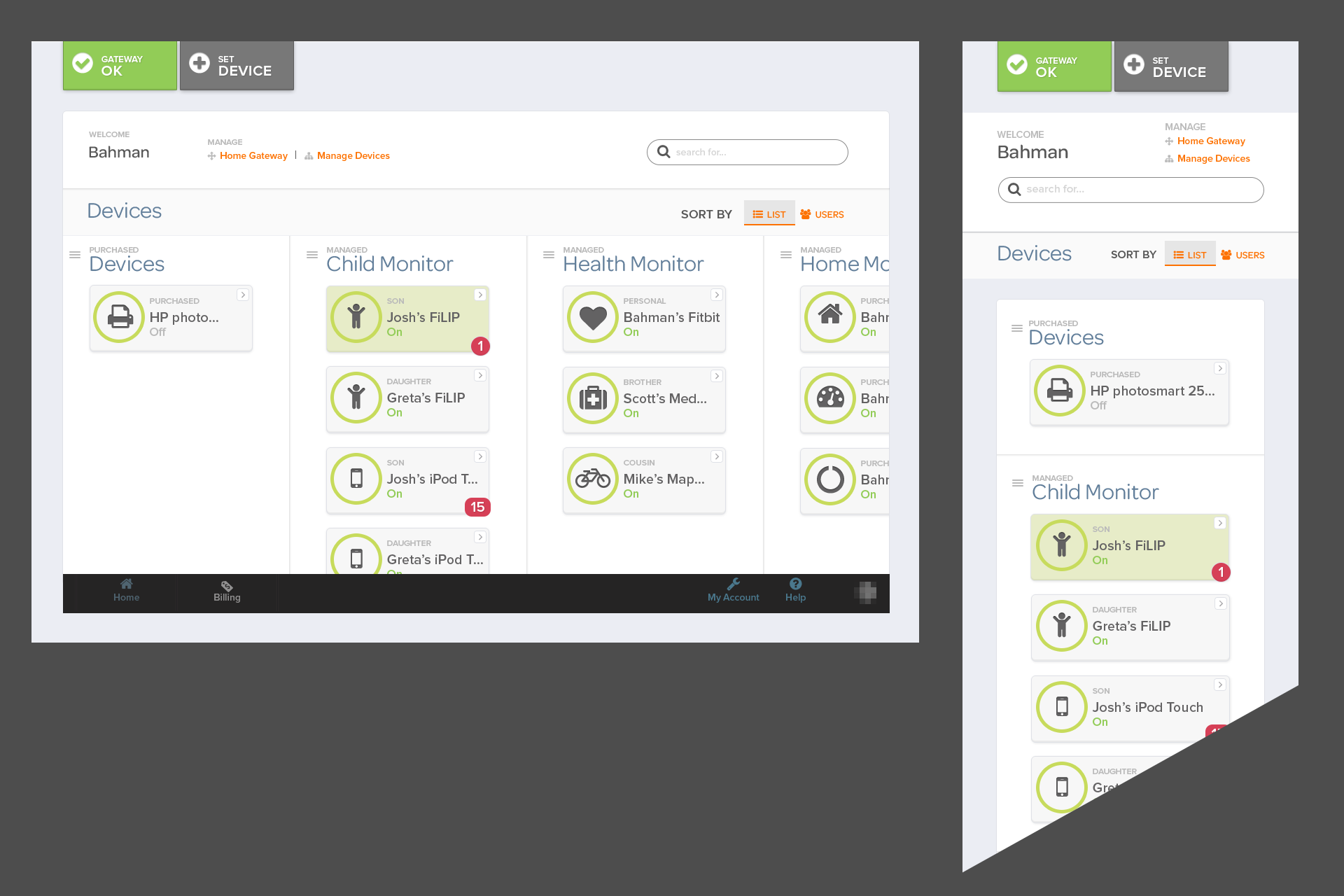 M2M Main User Services Portal of IoT